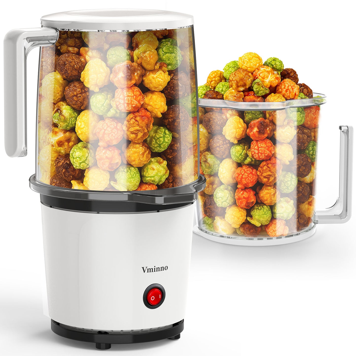 Fast Hot Air Popcorn Popper, 8-Cups Popcorn Machine for Home, Air Popper Popcorn Maker, Built-In Serving Bowl with Handles, Compact & Lightweight
