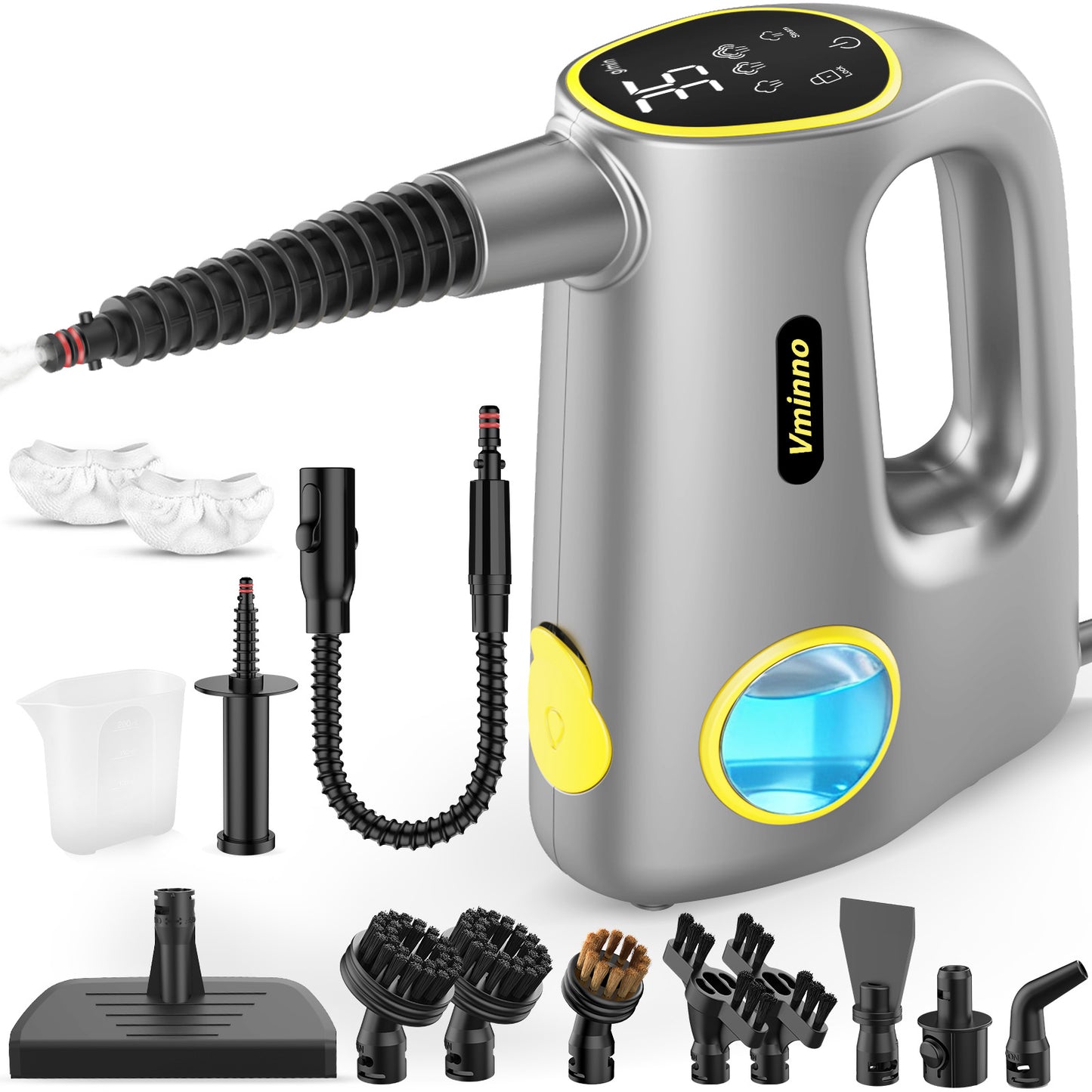 Handheld Steam Cleaner for Home & Car Use, Fast Heating 3-Level Adjustable Pressurized Steamer for Cleaning with 14 pcs Accessories, Continuous Steam Cleaner for Windows, Floor, Grout, Upholstery