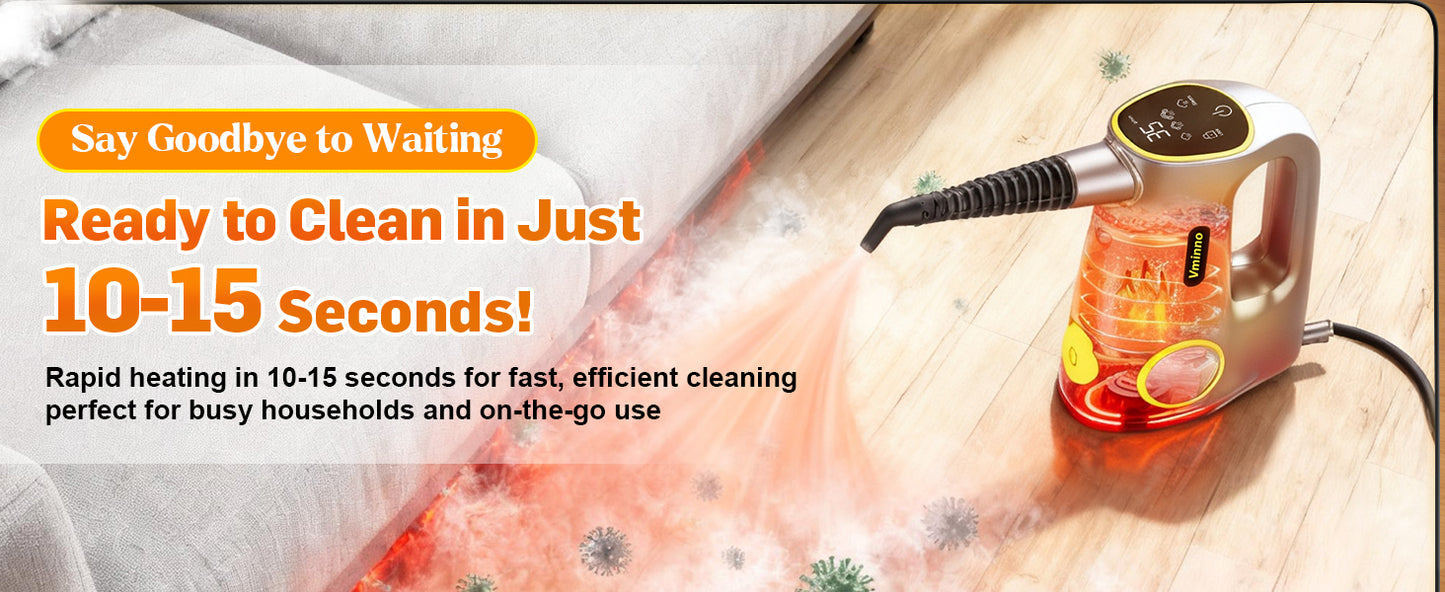 Handheld Steam Cleaner for Home & Car Use, Fast Heating 3-Level Adjustable Pressurized Steamer for Cleaning with 14 pcs Accessories, Continuous Steam Cleaner for Windows, Floor, Grout, Upholstery