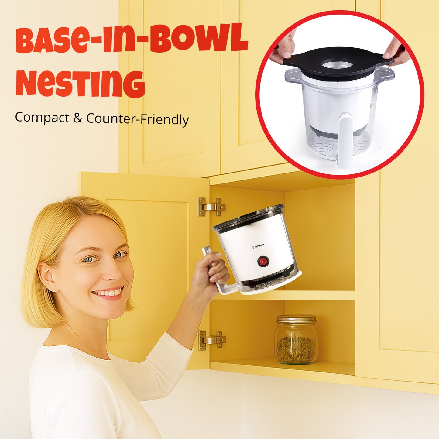 Fast Hot Air Popcorn Popper, 8-Cups Popcorn Machine for Home, Air Popper Popcorn Maker, Built-In Serving Bowl with Handles, Compact & Lightweight