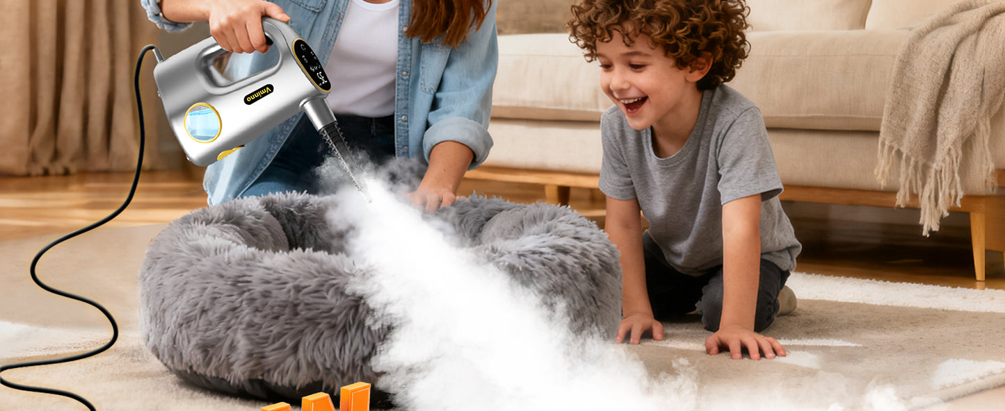 Handheld Steam Cleaner for Home & Car Use, Fast Heating 3-Level Adjustable Pressurized Steamer for Cleaning with 14 pcs Accessories, Continuous Steam Cleaner for Windows, Floor, Grout, Upholstery