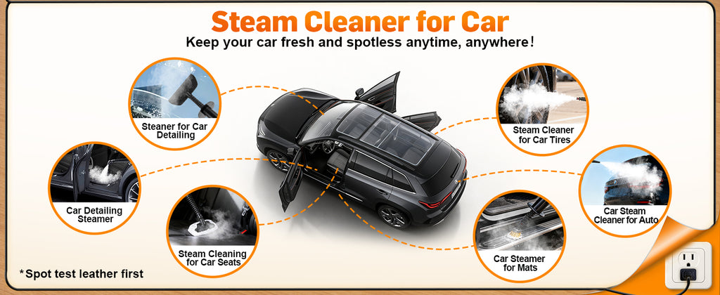 Handheld Steam Cleaner for Home & Car Use, Fast Heating 3-Level Adjustable Pressurized Steamer for Cleaning with 14 pcs Accessories, Continuous Steam Cleaner for Windows, Floor, Grout, Upholstery